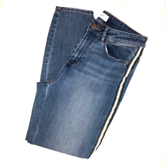 LOFT High Waist Striped Skinny Jeans - Picture 4 of 10